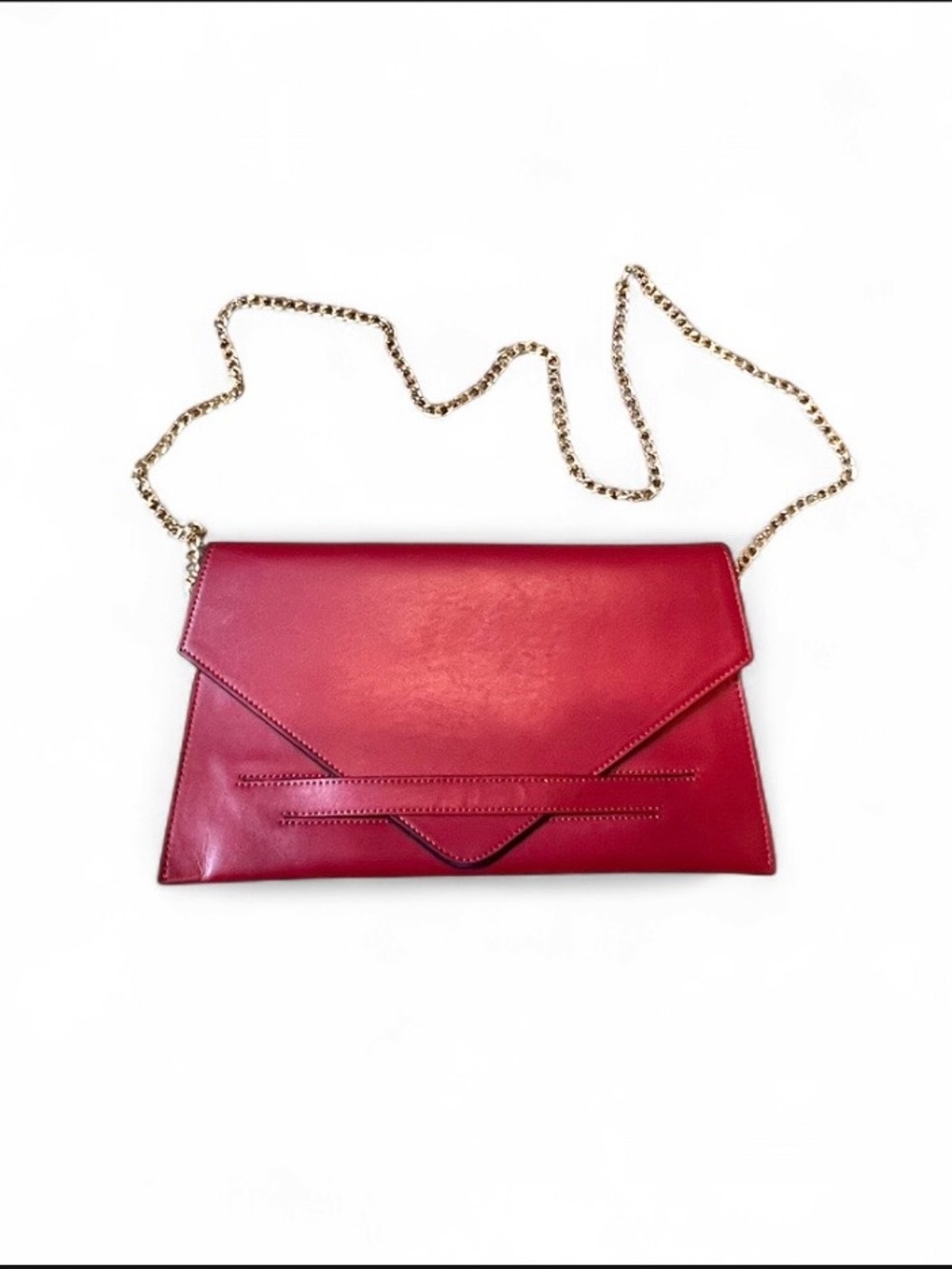 Elegant Red Envelope Clutch with Gold Chain Strap